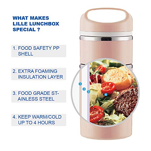 Lille Home STACKABLE Stainless Steel Thermal Compartment Lunch/Snack Box, 3-Tier Insulated Bento/Food Container thumb #2