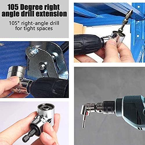 Flexible Drill Bit Extension Set 9Pcs,Hex Shank 105°Right Angle Drill Bit Attachment,3Pcs Universal Socket Adapter Set & Screwdriver Bit Set,3 Pcs 1/4”Hex Shank Drill Bit Holder Extension Set … … #TOP4