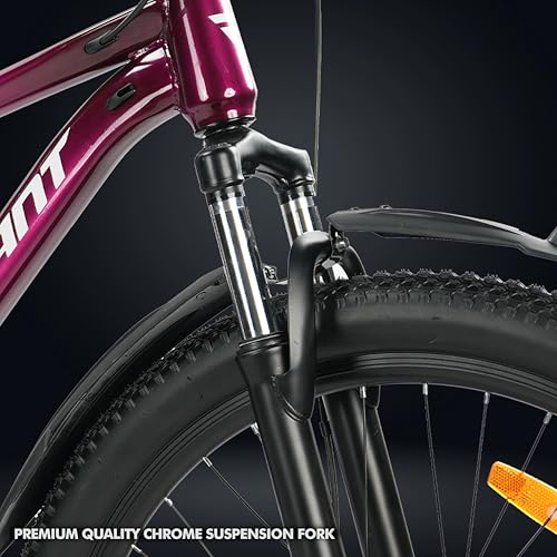 Image of ROADGIANT Squad 27.5T| MTB | Steel Bicycle | Dual Disc Brakes | Single Speed | Front Suspension | Unisex|for All-Terrain Riding (Purple)