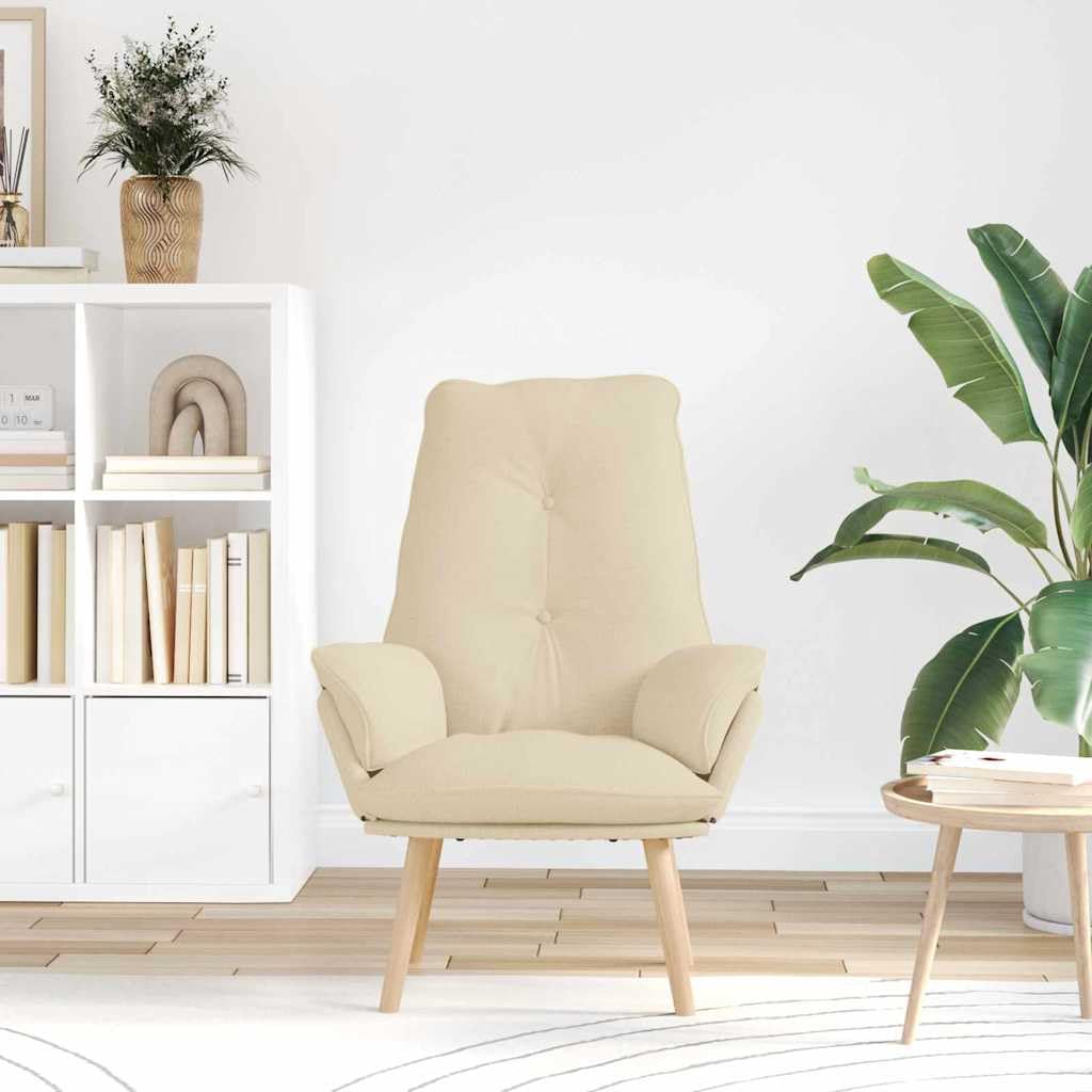 Kremowy fotel relaksacyjny z materiału Sherpa, 69 x 74 x 93 cm, przytulny fotel do salonu z nogami z litego drewna, wygodny fotel do czytania, do sypialni, biura i salonu, trwały mebel