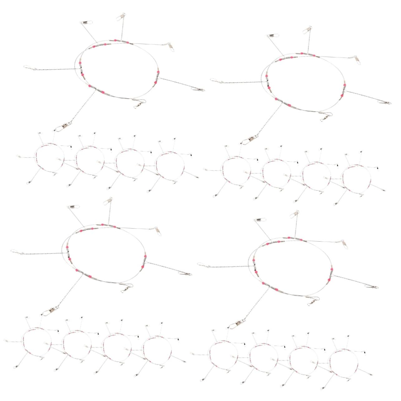 GALPADA 4 Sets Leader Beads Fishing Kit Heavy Duty Line Balance Hooks Tackle Rigs for Sea Lake