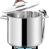 HOMICHEF Commercial Grade LARGE STOCK POT 20 Quart With Lid - Nickel Free Stainless Steel Cookware - Healthy Polished Stockpots - Heavy Duty Induction Soup Pot