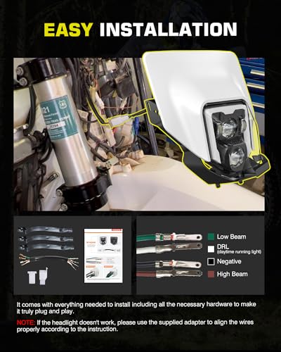 Image of Dirt Bike LED Headlight 78W 3200LM w /Bezel DRL High Low Beam Compatible with Enduro Motorcycle Pit Bike 2017-2024 FE250 350 350S 450 501 501S 701 701SM TE150 150i 250 250i 300 300i TX125 FC250 350 450