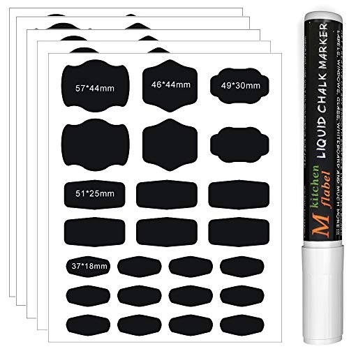 CiaraQ Tableau d'autocollants Amovible, Reusable Vinyle Stickers pour, étiquettes pma-10 avec marqueurs Craie Liquide pour Verres, Alimentaire, Épices, Lunettes, Bureau Simple Organiser (120pcs)