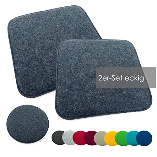heimtexland ® 2er Pack Sitzkissen Filz Stuhlkissen Bodenkissen Polster Stuhlauflage Indoor Outdoor Kissen eckig Typ631 Filzkissen anthrazit meliert 35x35 cm 2 Stück