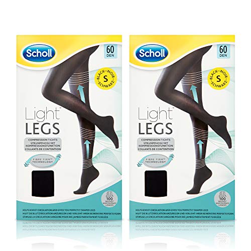 Scholl - Light Legs - Black 60 Denier Compression Tights - Size Small x 2 Packs