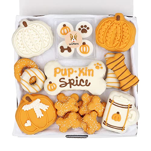 WÜFERS Dog Cookie Box | Handmade Hand-Decorated Dog Treats | Dog Gift Box Made with Locally Sourced Ingredients (Pup-kin Spice)