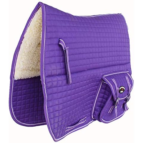 CHALLENGER Horse Quilted English Saddle PAD Pockets Dressage Aussie Australian Purple 7276 Cover