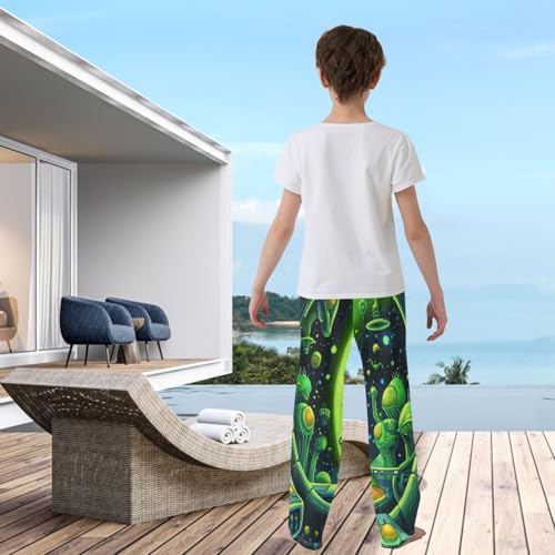 visesunny Boys' Pants Alien Spaceship Print Jogger Pants Elastic Waist Long Bottoms Trousers with Pockets S3