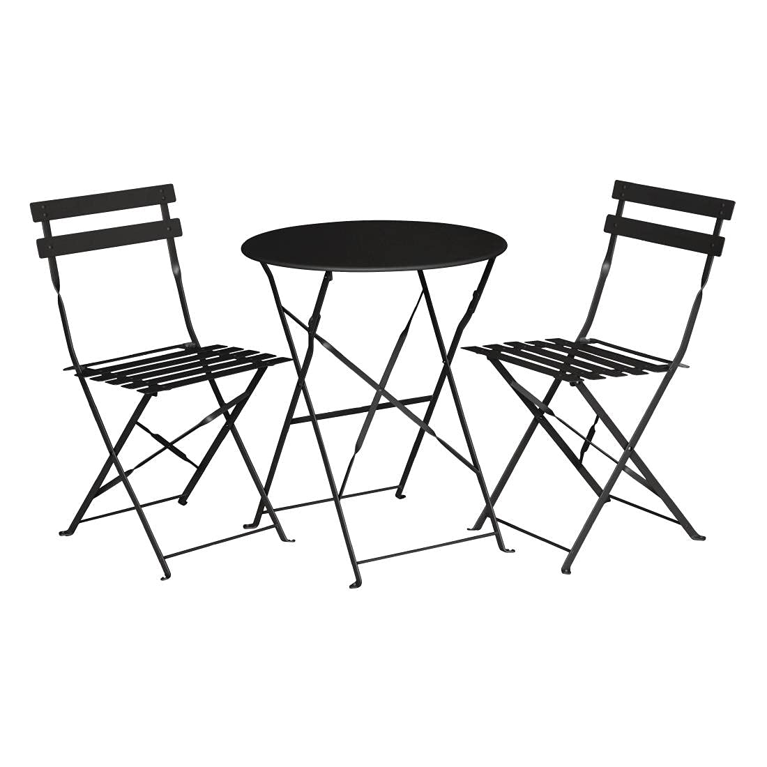 Boléro Table ronde en acier style trottoir Noir 600 mm
