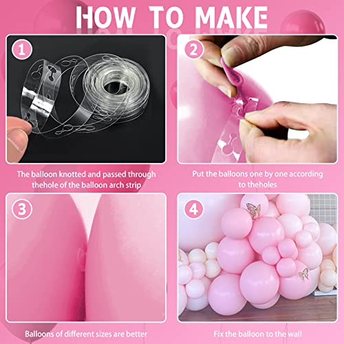 Moukiween 130PCS Pink Balloons Garland Arch Kit, Different Sizes 18 12 10 5 Inch Latex Balloons for Birthday Baby Shower Wedding Valentine\'s Day Party Decoration