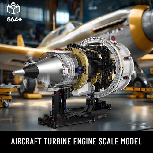 Image of BRICXOR Aircraft Engine Building Kit, Mechanical Aviation Turbojet Engine Model Kit That Runs, Collectible Blocks Kit for Adults, Science Education STEM Set (564 PCS)