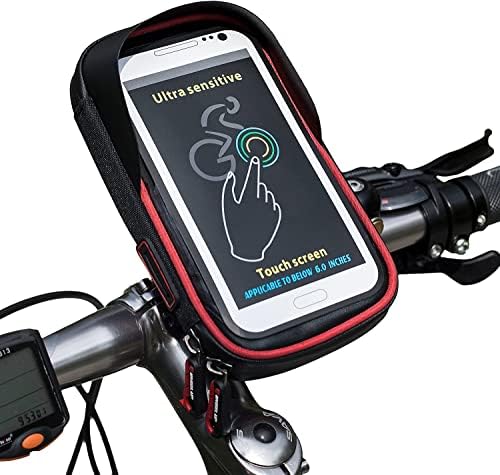 NATRUTH Bike Phone Holder Waterproof Handlebar Bags,Bicycle Mount Mobile Phone Bag with Touch Screen & Sun Visor for Under 6.5 Inch Smartphone (Black)