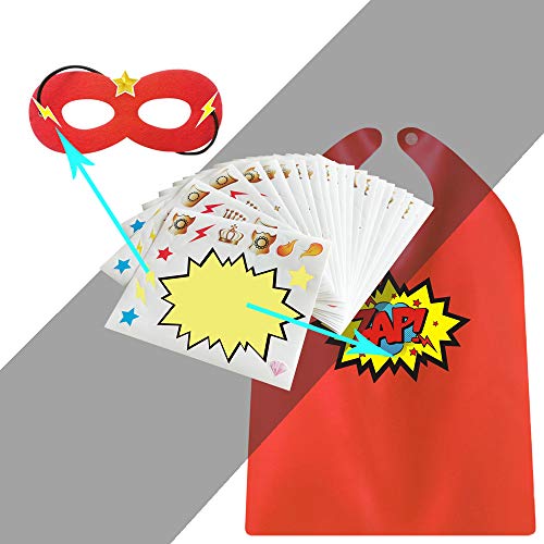 Superhero Capes and Masks for Kids Boys Girls 24 sets with Stickers Decoration for Super hero themed Birthday Party or Class Activity3