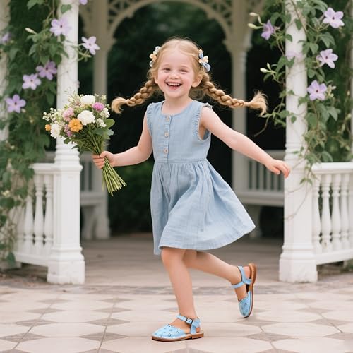 Image of Flaryzone Girls Sandals Closed Toe Summer Flats Dress Sandals Shoes Toddler /Little Kid