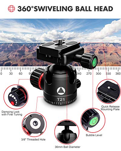 KINGJOY Carbon Fiber Tripod Monopod Kit, 70 inch Video Tripod with 360° Panoramic Ball Head, Max Load 40 lbs, Compact for DSLR Cameras Camcorders, A83+T21