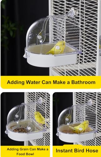 Image of Hanging Brid Bath with Feeder for Cage, 3 in 1 Multifunction Bird Bath /Bowl /House, Bird Cage Accessories Suitable for Small to Medium Birds, Like Lovebirds, Finches, Parakeets, Mannikin