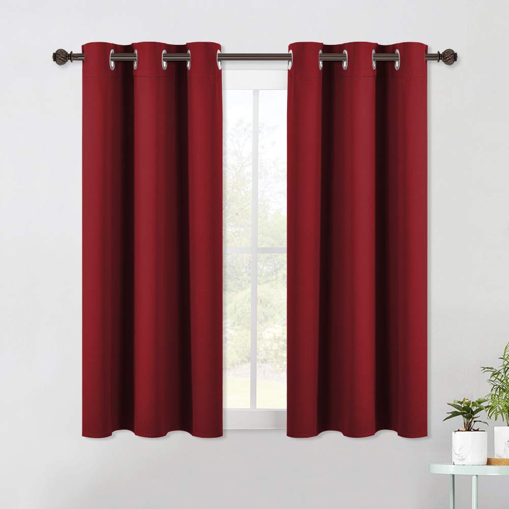 Photo 1 of NICETOWN Blackout Curtains & Drapes for Bedroom, Burgundy Red, W34 x L48, Set of 2, Triple Weave Grommet Top Thermal Insulated Light Blocking Panels for Bathroom/Living Room