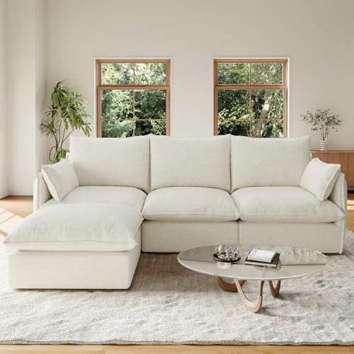 94.5" L Shape Cloud Modular Sectional,4 Seater Waterproof High Ba...