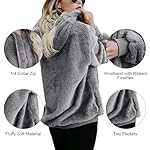 American Trends Womens Athletic Fuzzy Hoodies Sherpa Pullover Hoodie for Women Zip Oversized Plush Hoodie with Pockets - Image 4