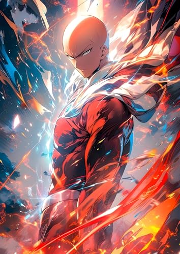 Image of NIJUKA Anime Printed A4 Size Metal sheet Poster For Home And Room Decoration | For Anime Art Fans Boys And Girls (Ultimate Form Of Saitama)