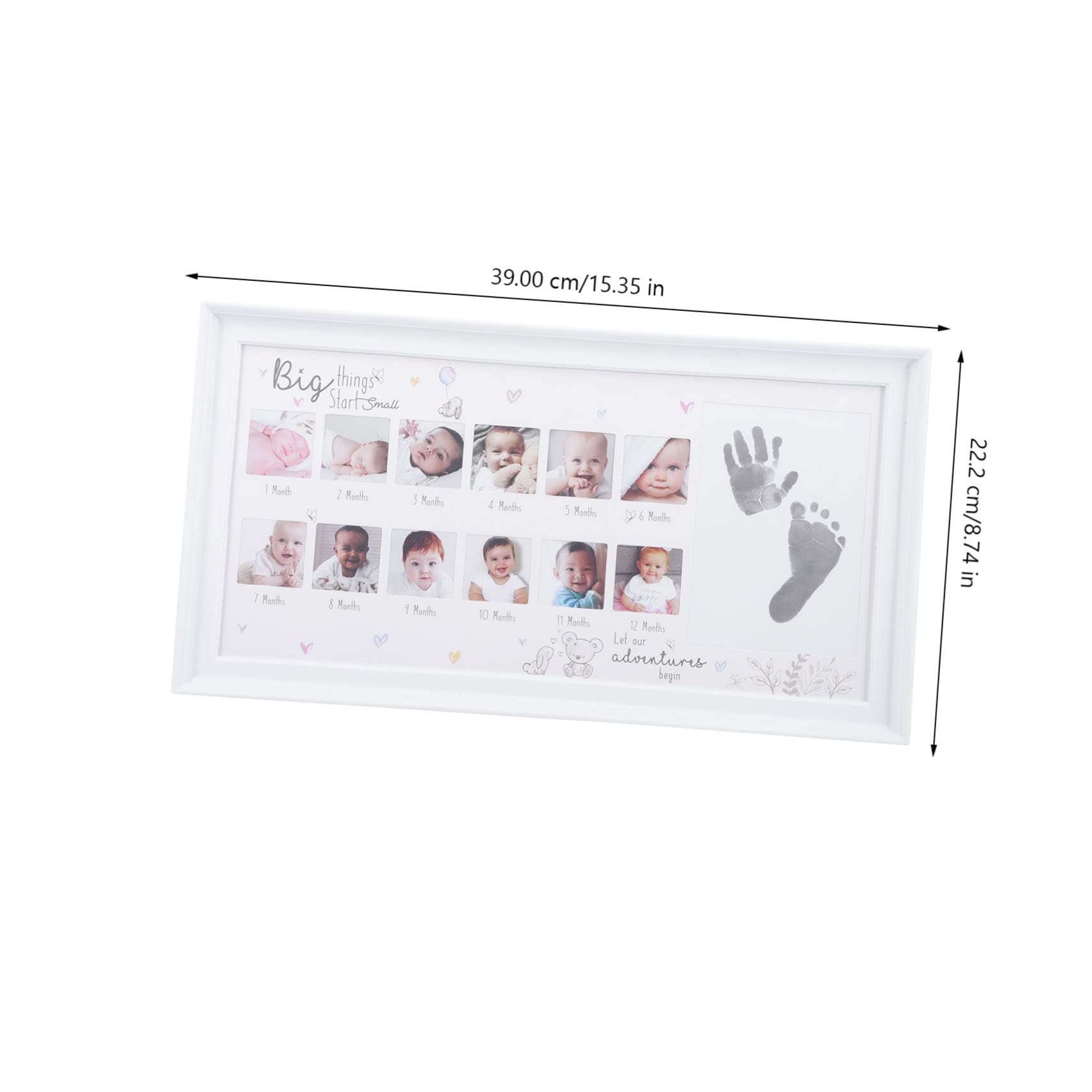 Portafoto di Crescita Cornice in Legno per 12 Mesi, Cornice per Foto Milestone Impronte, Regalo per Nascita Ragazzo Ragazza o Bambina