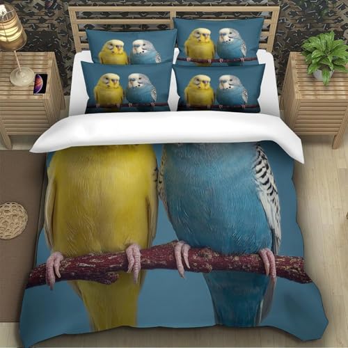 Housse de couette 3D perruches lit 140x200 hypoallergénique - 5