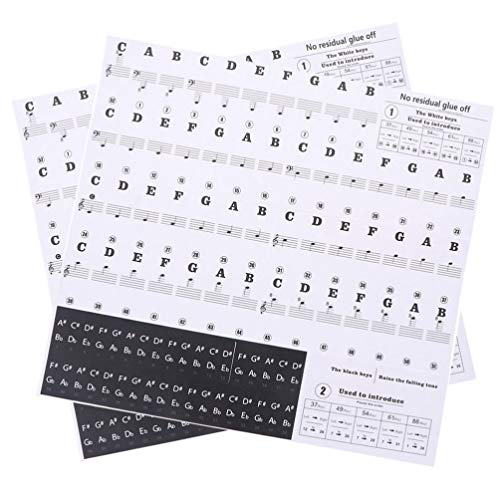 Supvox 2 Stück Klaviertastaturaufkleber transparent abziehbar Kinder und Anfänger Klaviertastaturaufkleber Komplettset schwarz-weiße Tasten für 49/61/76/88 Tastaturen (schwarz) [video game] Cover
