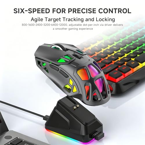 Ratón inalámbrico para juegos X9pro con 7 botones programables y carga tipo C 5