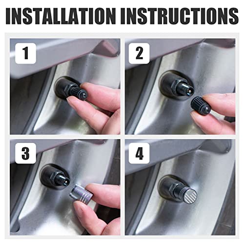 Tire Valve Stem Caps For Car Tire Cap 5 Pack Corrosion Resistant Leak-Proof Premium Alloy American Flag Universal For Car Bike Truck Motorcycle Grey #TOP4