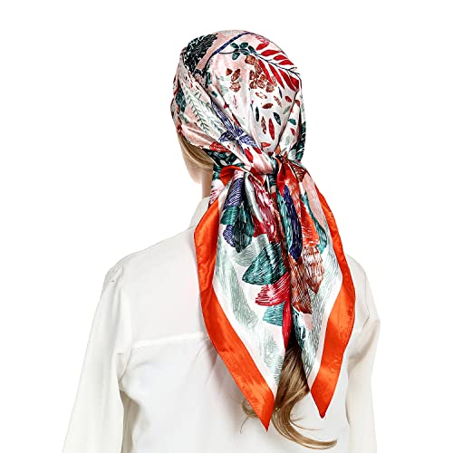 RIIQIICHY Foulard pour les femmes comme foulard en satin de soie pour envelopper les cheveux la nuit Bandana Carré Designer Foulard pour dormir 90 cm Cover