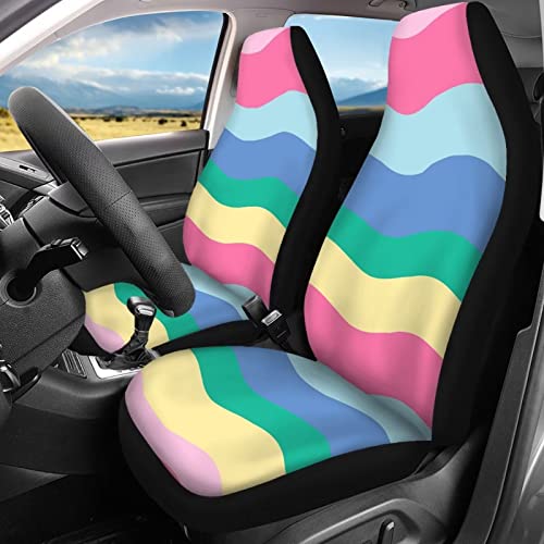 Image of Modysero Rainbow Print Automotive Seat Cover Full Set Custom Breathable Elastic Car Seat Cover for Women Soft Comfortable Vehicle Seat Protector Universal Fit Most Cars SUV Trucks