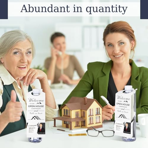 100 Pcs Open House Signs Kit Real Estate Agent Supplies 3.15 x 9.84 Inch Open House Water Bottle Tags for Real Estate Agents Home Sale Business(White, Bottle Hanger) - Image 4