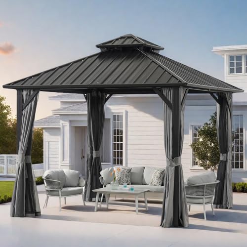 Endark 12x12FT Outdoor Hardtop Double Roof Gazebo with Galvanized Steel