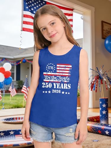 Image of CAZYCHILD Girls American Flag Tank Tops Boys 4th of July Shirts USA Summer Sleeveless Tee Independence Day Outfit 5-14y