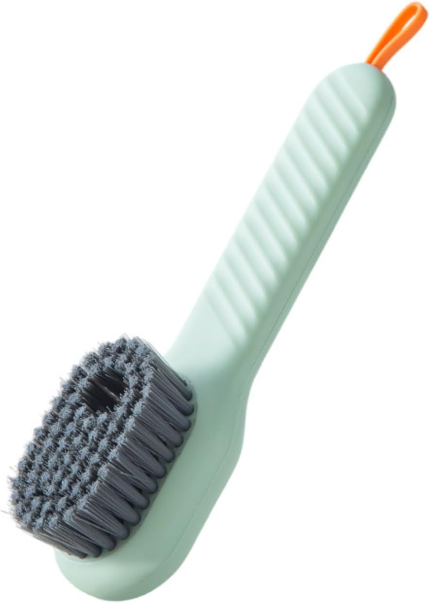 Multi-Purpose Liquid Shoe Brush – Soft Bristle Cleaning Brush with Detergent Reservoir for Shoes, Laundry & Household Cleaning, 6.69 x 1.77 x 1.77 Inches (Green 1)