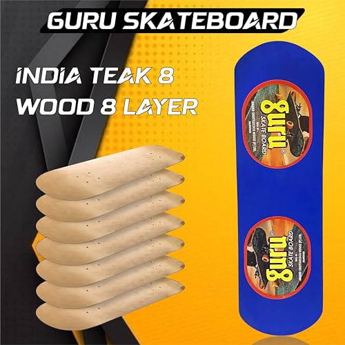 Image of GURU Skateboard, Wooden Non-Slip Skateboard for Kids, Adult, Casterboard /Skate Board /Hoverboard /Longboard for Beginners, Learners, Training Purpose for All Age Group