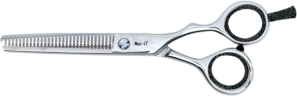 Cricket Centrix Roc-It Dog RT 30 Thinning Shears for Hair Cutting 5.75", Barber Shears Professional for Women & Men, Haircut Scissors for Texturizing with Precision Blade, Shimmering Night Black