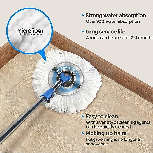 Image of Boniry 2 PCS Microfiber Spin Mop Refills for Floor Cleaning - Super Absorbent Universal Mop Head Replacement