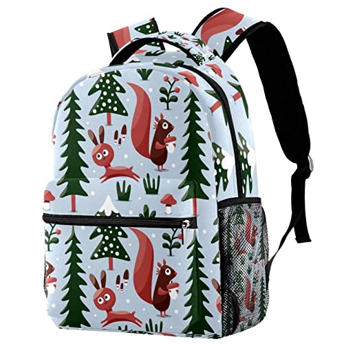 Sac à dos de voyage écureuil de Noël enfant avec poche gourde Leisure Campus mixte