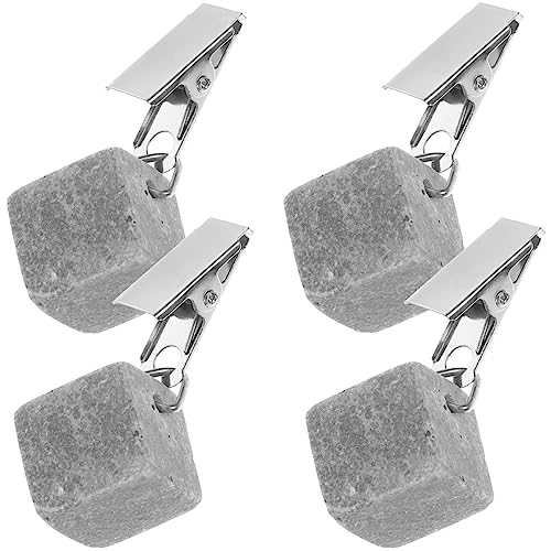 BESTonZON Table Cloth Weights Tablecloth Weight Table Iron Table Covers Pendant Stones with Metal Clip Clamps Outdoor Heavy Marble Cubes Hanger Canvas Clips for Curtain Camping Picnic Party
