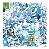 61Pcs Water Drop Stickers Pack, Cartoon Cute Vinyl Waterproof Decals for Water Bottle,Laptop,Phone,Skateboard,Scrapbooking,Bumper Gifts for Kids Teens Adults Fans for Party Supply