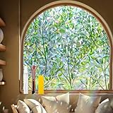 Countewol Window Privacy Film Stain Glass Window Film Rainbow Window Film Window clings Non-Adhesive Reusable Decorative for Room (Leaf Rainbow, 23.6 X 78.7 in)