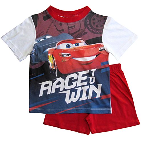 Cars Disney 3 Kollektion 2018 Ökotex Standard 100 Schlafanzug 92 98 104 110 116 122 128 Pyjama Kurz Shortie Shorty Lightning McQueen Jungen (Weiß-Rot, 98)