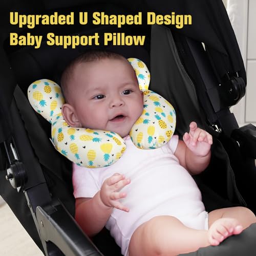 Image of KAKIBLIN Baby Travel Pillow, Upgraded Baby Neck Pillows for Car Seat, Infant Neck Support Pillow for Head and Neck,Newborn Head Support for Car Seat,Pushchair