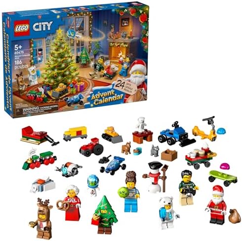 LEGO City Advent Calendar 2025 Kids Toy - Holiday Countdown Playset W/Santa & Mrs. Claus Minifigures for Boys & Girls, Ages 5+ - 24 Buildable Surprises - Gift Idea for Christmas - 60475