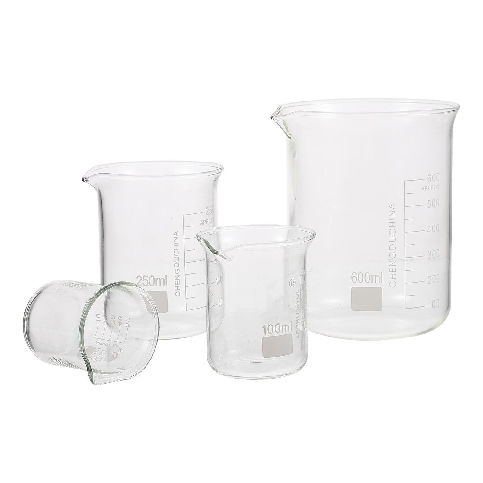 Lot de 4 Tasses à Mesurer en Verre Résistant Haute Température avec Graduation Précise pour Usage Ménager et Pâtisserie, Outils de Mesure Fiables et Solide