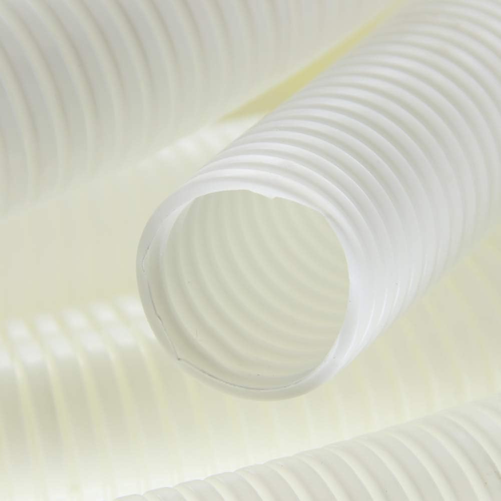 Bettomshin 1Pcs 88.58Ft Length 1.14Inch ID Corrugated Tube, Wire Conduit, Not-Split Flexible Bellows Tube Pipe Polypropylene PP for Pond Liquid Air Conditioner Cable Cover Sleeve White