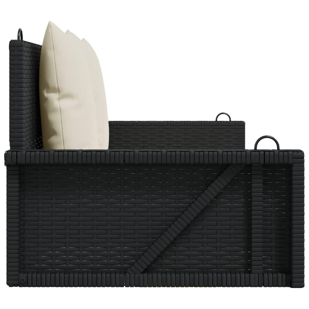 Banco balancín de polirratán negro 119 x 56 x 48 cm