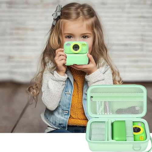 Image of Leayjeen Kids Camera Case Compatible with Cimizi /Gofunly /Aasonida /CAMCLID /LETSHAHA Kids Instant Print Camera, Kids Instant Camera for 1080P Printed Photos,Birthday Gifts for Kids-Green(Case Only)